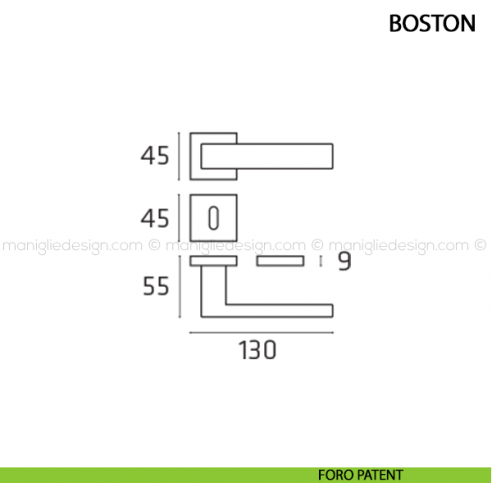 Maniglia per porta Boston Comit foro patent