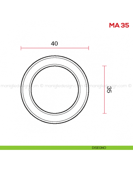 Maniglia incasso per mobile Mital MA35 disegno