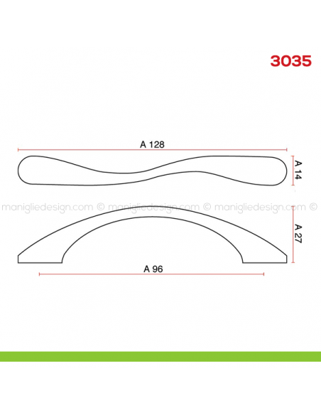 Maniglia per mobile 3035 Mital disegno misura A
