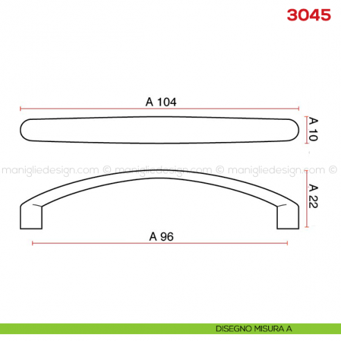 Maniglia per mobile 3045 Mital disegno misura A