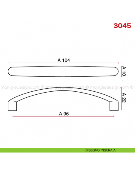 Maniglia per mobile 3045 Mital disegno misura A