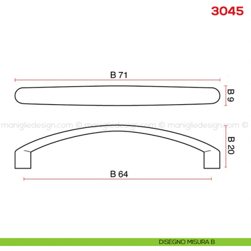 Maniglia per mobile 3045 Mital disegno misura B