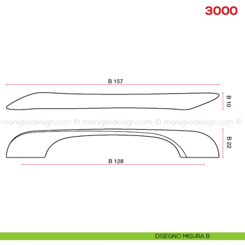 Maniglia per mobile 3000 Mital disegno misura B
