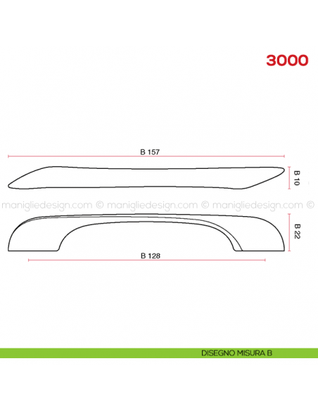 Maniglia per mobile 3000 Mital disegno misura B