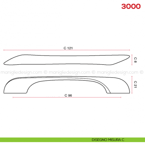 Maniglia per mobile 3000 Mital disegno misura C