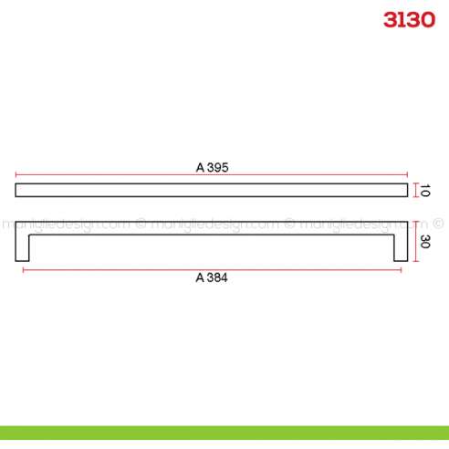 Maniglia per mobile 3130 Mital disegno misura A