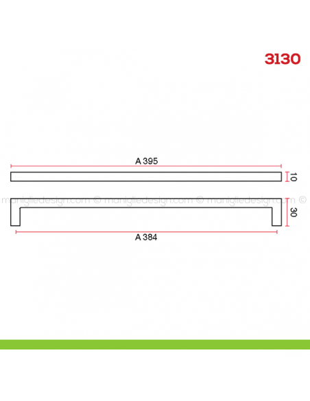 Maniglia per mobile 3130 Mital disegno misura A