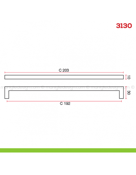 Maniglia per mobile 3130 Mital disegno misura C