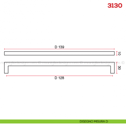 Maniglia per mobile 3130 Mital disegno misura D