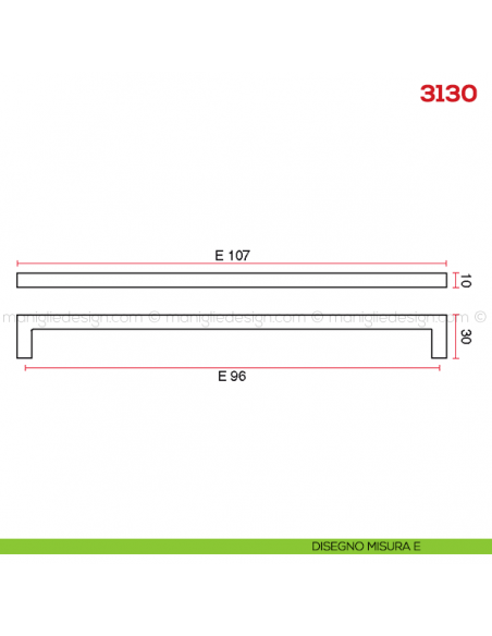 Maniglia per mobile 3130 Mital disegno misura E