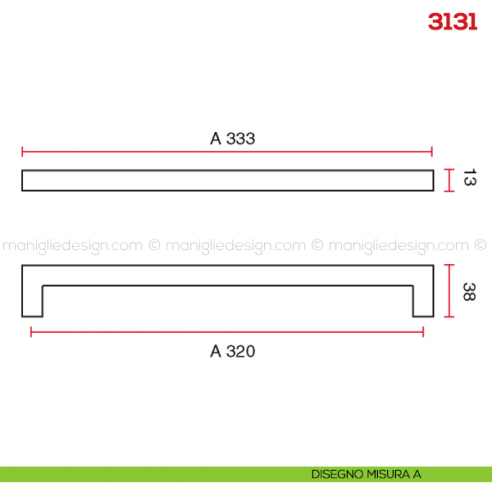 Maniglia per mobile 3131 Mital disegno misura A