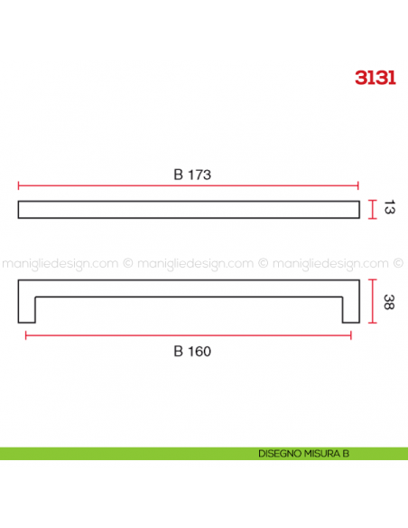 Maniglia per mobile 3131 Mital disegno misura B