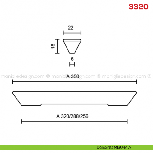 Maniglia per mobile 3320 Mital disegno misura A
