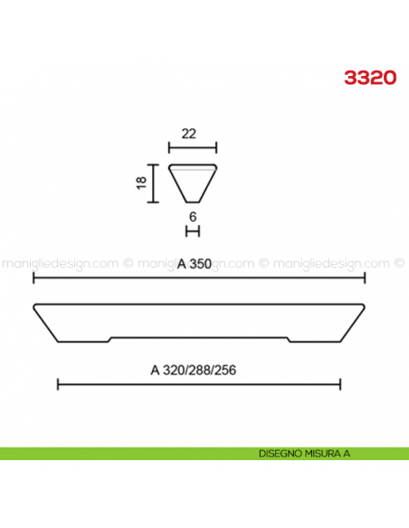Maniglia per mobile 3320 Mital disegno misura A