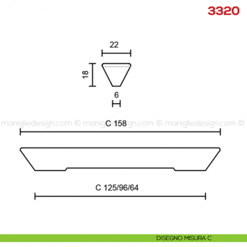 Maniglia per mobile 3320 Mital disegno misura C