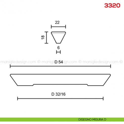 Maniglia per mobile 3320 Mital disegno misura D