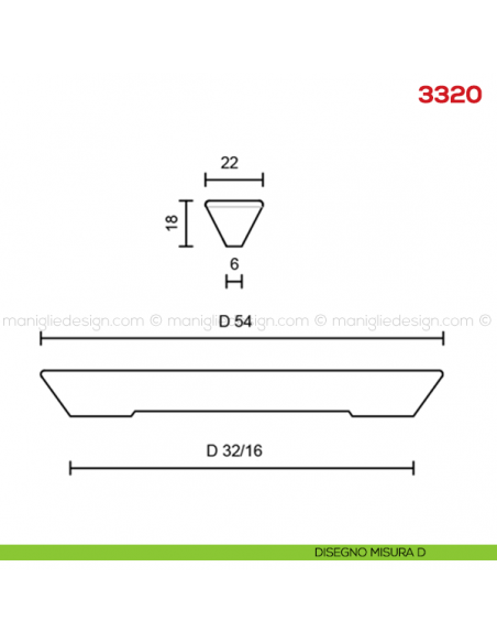 Maniglia per mobile 3320 Mital disegno misura D