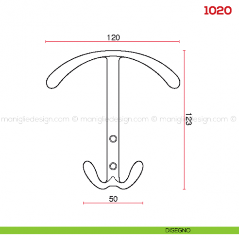 Appendiabiti a parete in metallo Mital 1020 disegno