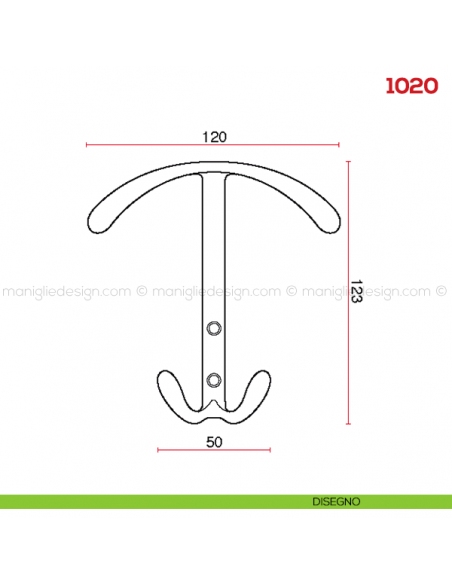 Appendiabiti a parete in metallo Mital 1020 disegno