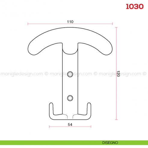 Appendiabiti a parete in metallo Mital 1030 disegno