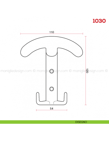 Appendiabiti a parete in metallo Mital 1030 disegno