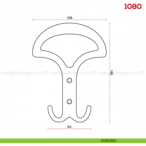 Appendiabiti a parete in metallo Mital 1080 disegno