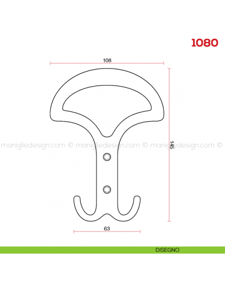 Appendiabiti a parete in metallo Mital 1080 disegno