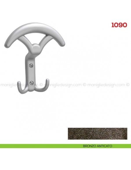 Appendiabiti a parete in metallo Mital 1090 bronzo anticato