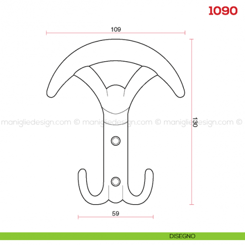 Appendiabiti a parete in metallo Mital 1090 disegno
