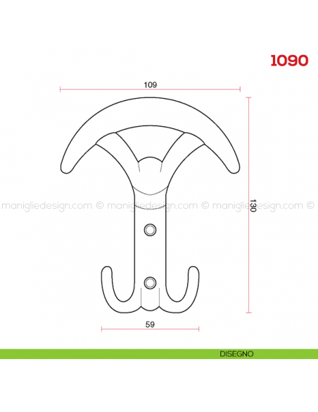 Appendiabiti a parete in metallo Mital 1090 disegno