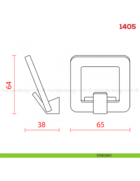 Appendiabiti a parete in metallo Mital 1405 disegno