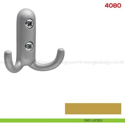 Gancio appendiabiti a parete in metallo Mital 4080 oro lucido