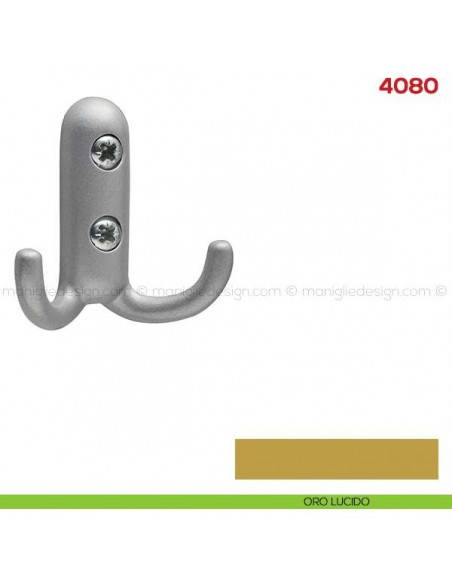 Gancio appendiabiti a parete in metallo Mital 4080 oro lucido