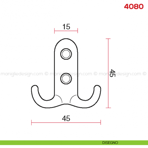 Gancio appendiabiti a parete in metallo Mital 4080 disegno