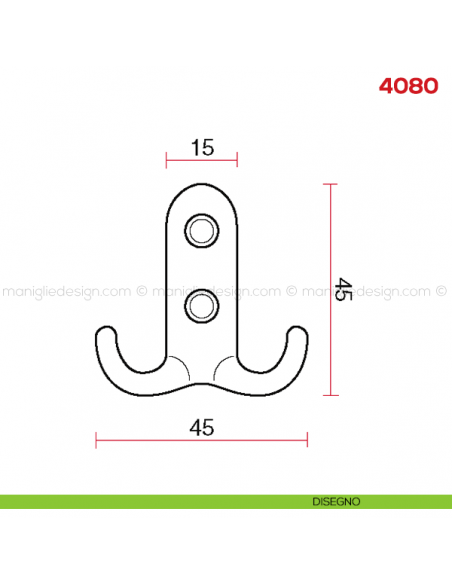 Gancio appendiabiti a parete in metallo Mital 4080 disegno