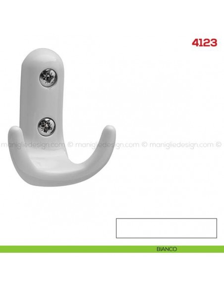 Gancio appendiabiti a parete in metallo Mital 4123 bianco