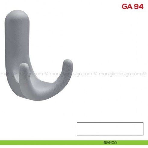 Gancio appendiabiti a parete in resina Mital GA 94 bianco