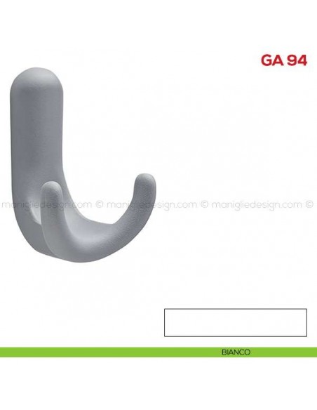Gancio appendiabiti a parete in resina Mital GA 94 bianco