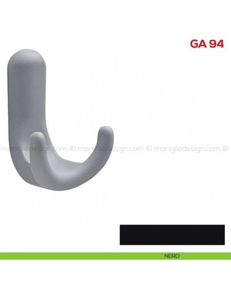 Gancio appendiabiti a parete in resina Mital GA 94 nero