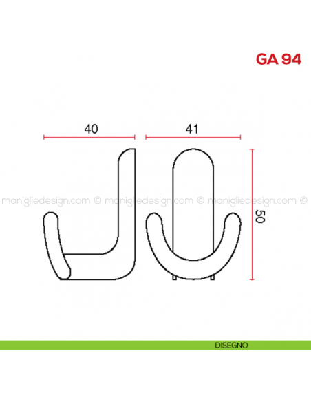Gancio appendiabiti a parete in resina Mital GA 94 disegno