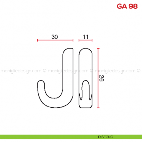 Gancio appendiabiti a parete in resina Mital GA 98 disegno