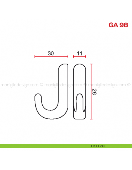 Gancio appendiabiti a parete in resina Mital GA 98 disegno