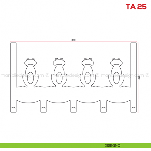 Appendiabiti in acciaio per porta Mital TA 25 disegno