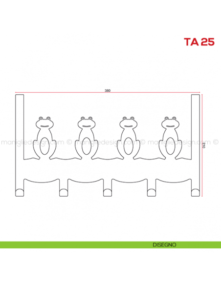 Appendiabiti in acciaio per porta Mital TA 25 disegno
