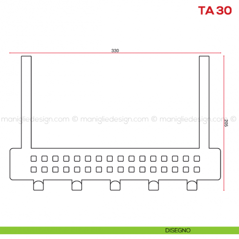 Appendiabiti in acciaio per porta Mital TA 30 disegno