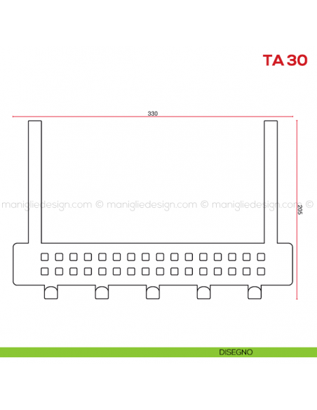 Appendiabiti in acciaio per porta Mital TA 30 disegno