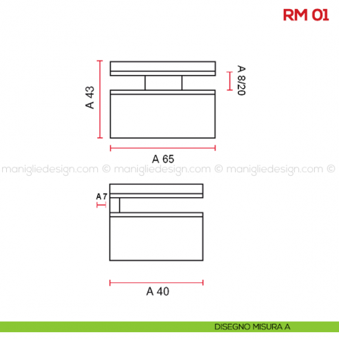 Reggimensola per vetro Mital RM01 disegno misura A