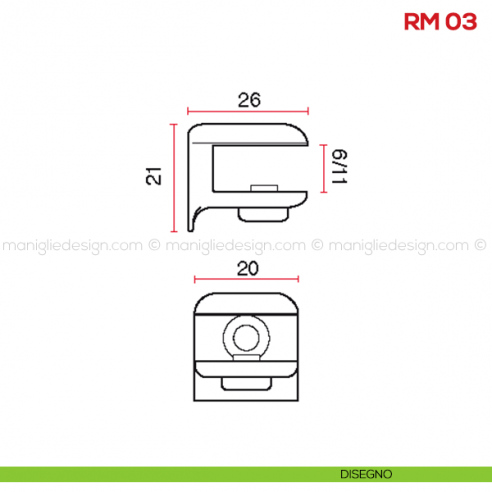 Reggimensola per vetro Mital RM03 disegno