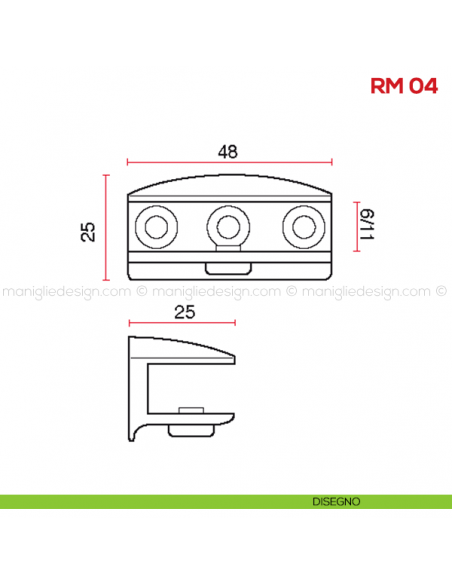 Reggimensola per vetro Mital RM04 disegno