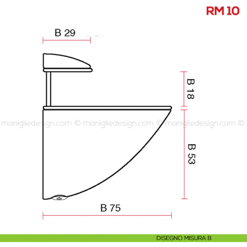Reggimensola per vetro Mital RM10 disegno misura B